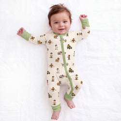 Yeehaw Critters Sage Bamboo Zipper Romper Pajamas