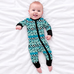 Rad Skate & Flame Bamboo Zipper Romper Pajamas
