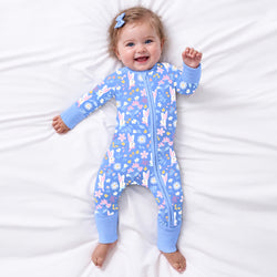 Garden Bunny Blossom Bamboo Zipper Romper Pajamas