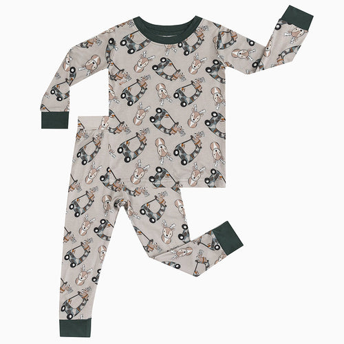 Deer Car Bamboo Long Sleeve Pajama Set