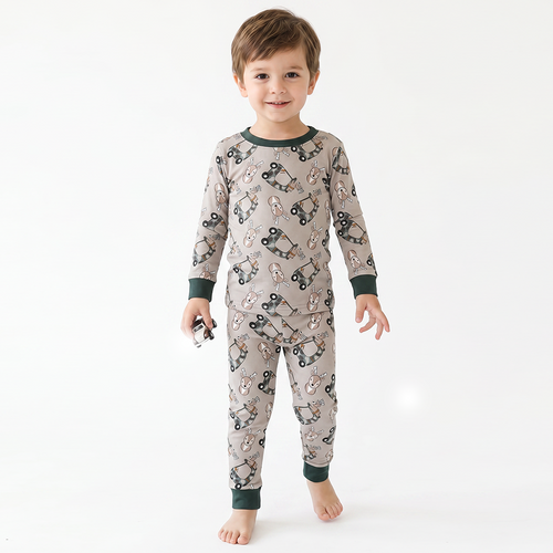 Deer Car Bamboo Long Sleeve Pajama Set