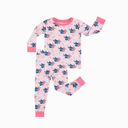 Blue Pink Baby Kids Bamboo Two-Piece Pajama Set Sale price
