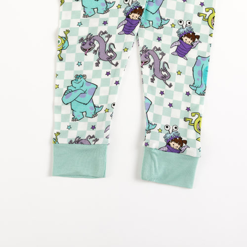 Monster Plaid Green Kids Bamboo Two-Piece Pajama Set