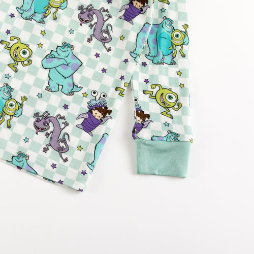Monster Plaid Green Kids Bamboo Two-Piece Pajama Set