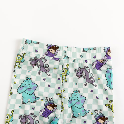Monster Plaid Green Kids Bamboo Two-Piece Pajama Set