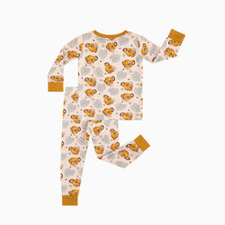 Little King Lion Leaf Kids Bamboo Two-Piece Pajama Set