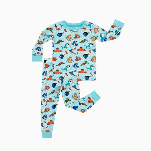 Marine Life Fish Turtle Kids Bamboo Two-Piece Pajama Set