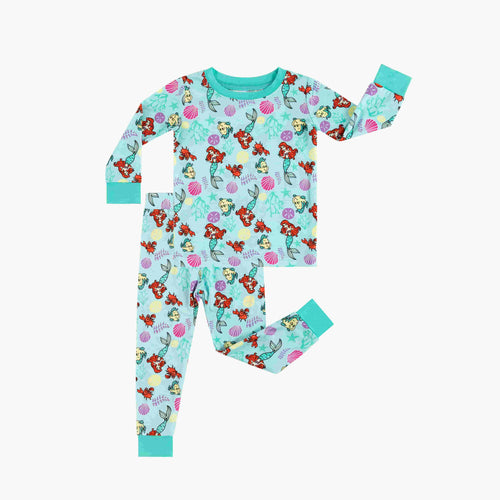 Mermaid And Flounder Bamboo Zipper Romper Pajamas