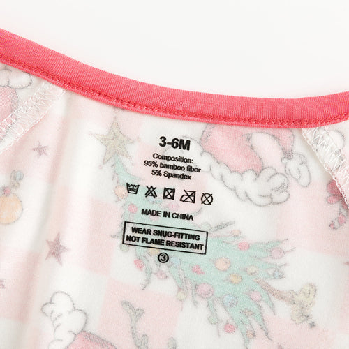 Christmas Pink Plaid Christmas Tree Baby Bamboo Zipper Romper Pajamas