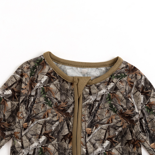 Retro Leaves Bamboo Zipper Romper Pajamas