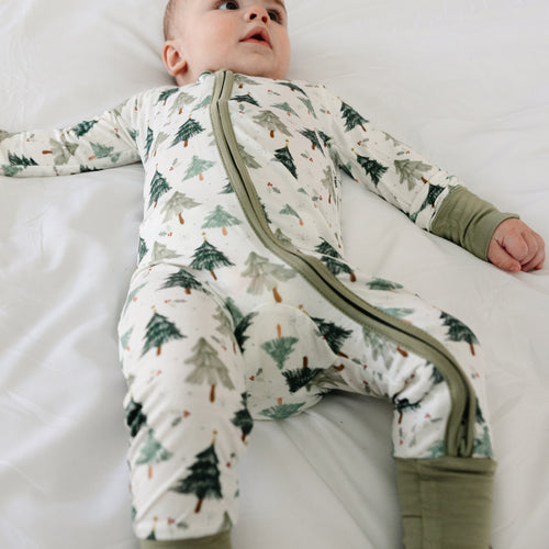 Christmas Tree Green Baby Bamboo Zipper Pajama Romper