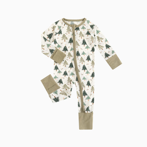 Christmas Tree Green Baby Bamboo Zipper Pajama Romper