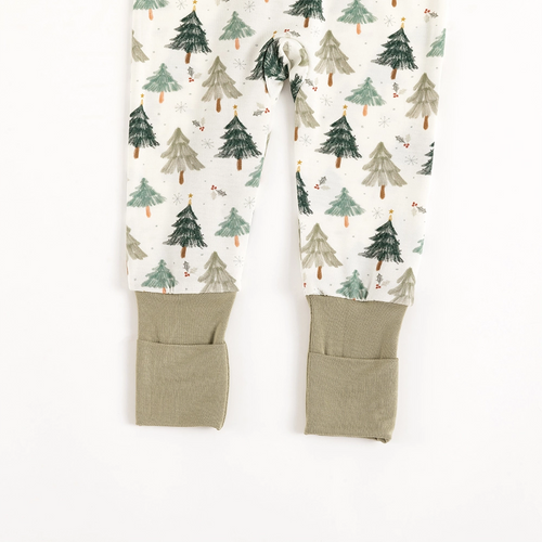 Christmas Tree Green Baby Bamboo Zipper Pajama Romper
