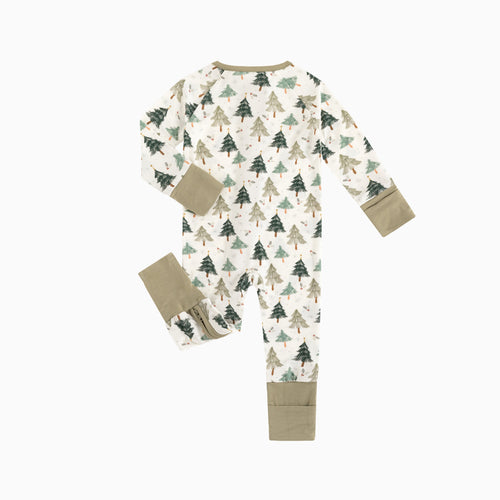 Christmas Tree Green Baby Bamboo Zipper Pajama Romper