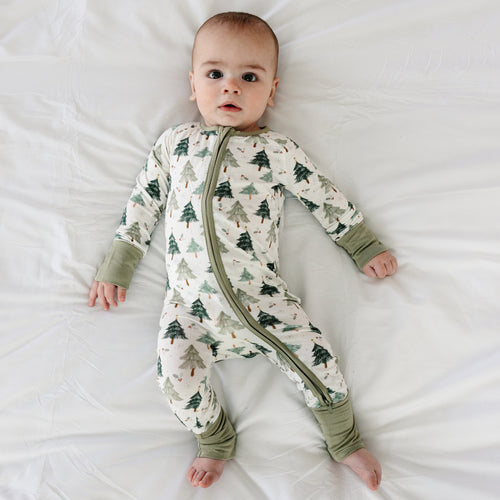 Christmas Tree Green Baby Bamboo Zipper Pajama Romper
