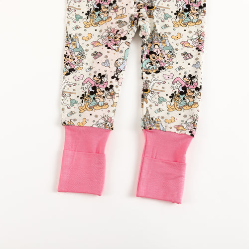 Mouse Friends Pink  Bamboo Zipper Romper Pajamas