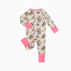 Mouse Friends Pink  Bamboo Zipper Romper Pajamas