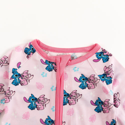 Blue Pink Baby Bamboo Zipper Romper Pajamas