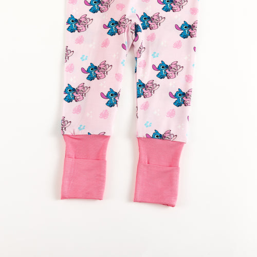 Blue Pink Baby Bamboo Zipper Romper Pajamas