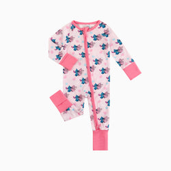 Blue Pink Baby Bamboo Zipper Romper Pajamas