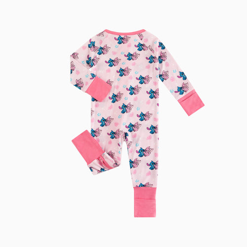 Blue Pink Baby Bamboo Zipper Romper Pajamas