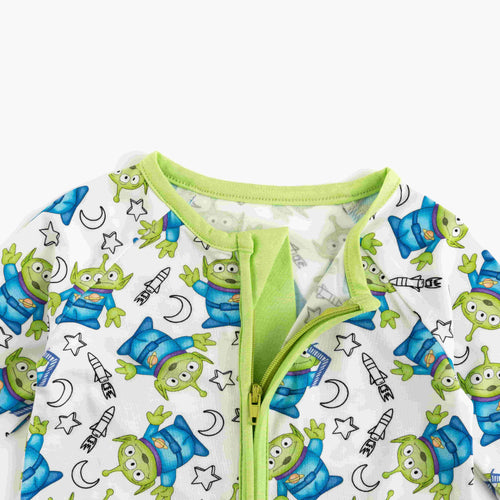 Green Monster Bamboo Zipper Romper Pajamas