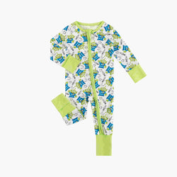 Green Monster Bamboo Zipper Romper Pajamas