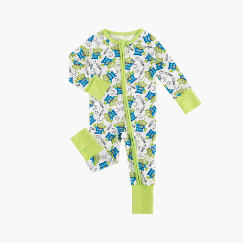 Green Monster Bamboo Zipper Romper Pajamas