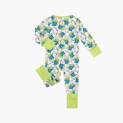 Green Monster Bamboo Zipper Romper Pajamas