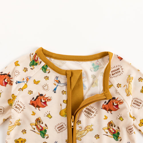 King Lion Friends Bamboo Zipper Romper Pajamas