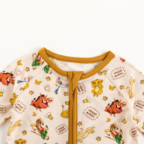 King Lion Friends Bamboo Zipper Romper Pajamas
