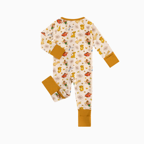 King Lion Friends Bamboo Zipper Romper Pajamas