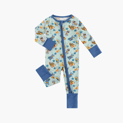 Little Bear Pentagram Bamboo Zipper Romper Pajamas