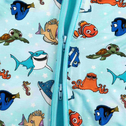 Marine Life Fish Turtle Bamboo Zipper Romper Pajamas