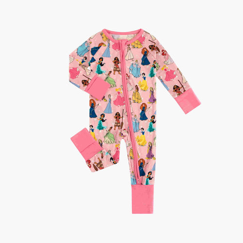 Princess Pink Pentacle Bamboo Zipper Romper Pajamas