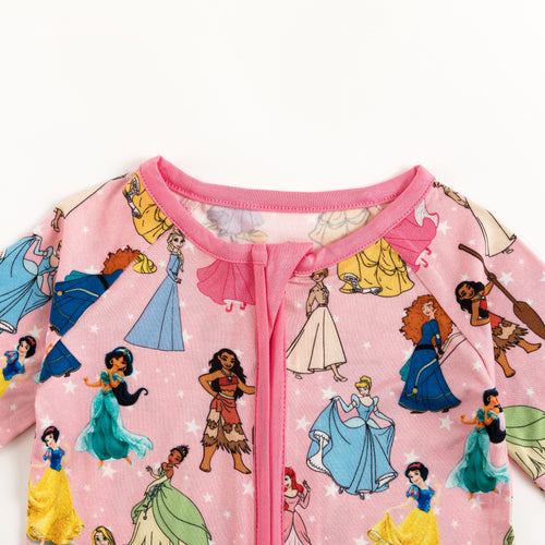 Princess Pink Pentacle Bamboo Zipper Romper Pajamas