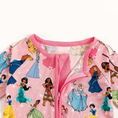 Princess Pink Pentacle Bamboo Zipper Romper Pajamas