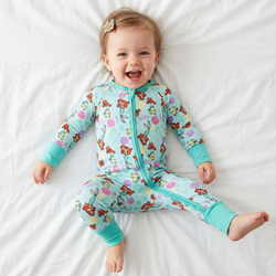 Mermaid And Flounder Bamboo Zipper Romper Pajamas