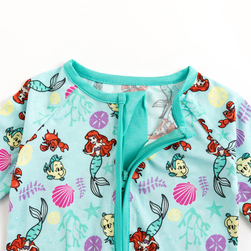Mermaid And Flounder Bamboo Zipper Romper Pajamas