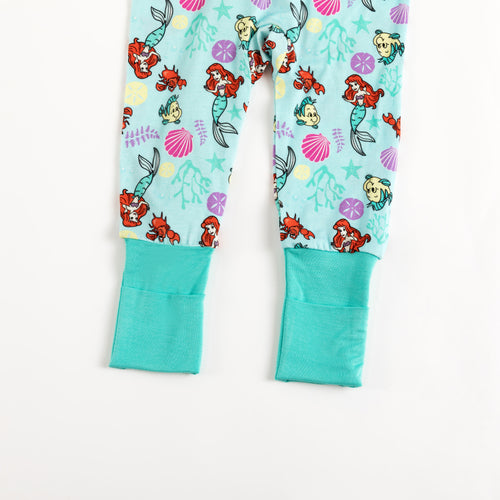 Mermaid And Flounder Bamboo Zipper Romper Pajamas