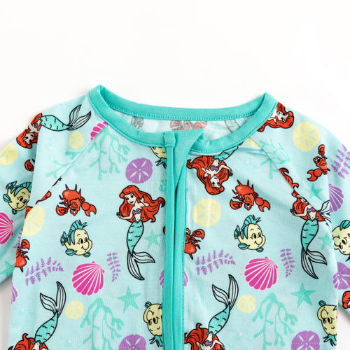 Mermaid And Flounder Bamboo Zipper Romper Pajamas