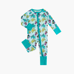 Monster Bamboo Zipper Romper Pajamas
