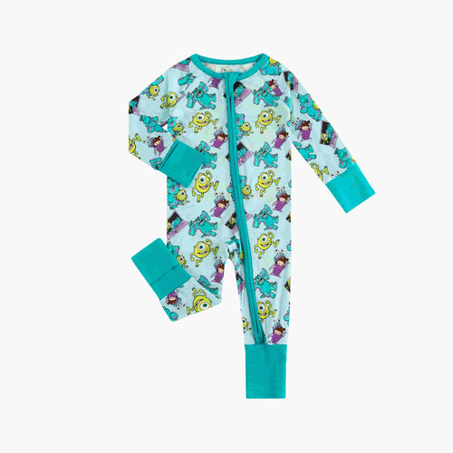 Monster Bamboo Zipper Romper Pajamas