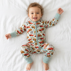 Route 66 Racers Bamboo Zipper Romper Pajamas