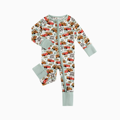 Route 66 Racers Bamboo Zipper Romper Pajamas