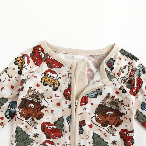 Race Car Friends Bamboo Zipper Romper Pajamas