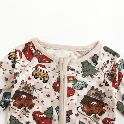 Race Car Friends Bamboo Zipper Romper Pajamas