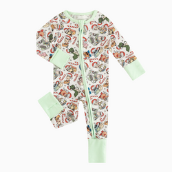 Christmas Candy Cane Toy Baby Bamboo Zipper Romper Pajamas