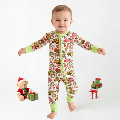Christmas Toy Pals Baby Bamboo Zipper Pajama Romper
