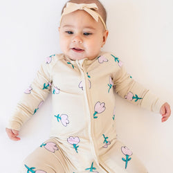 Pink Flower Bamboo Baby Pajamas